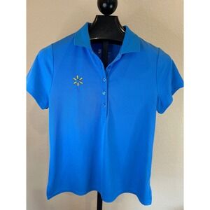 Walmart Women's Blue Polo‎ Shirt Golf Work Uniform Short Sleeve Size L